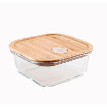 2021 Hot Buys Borosilicate Glass Food Container с бамбуковой крышкой отверстия.